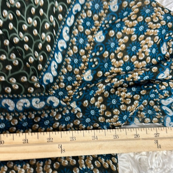 Faded Glory Black and Blue Long Sleeve Semi Sheer Blouse - Picture 8 of 10